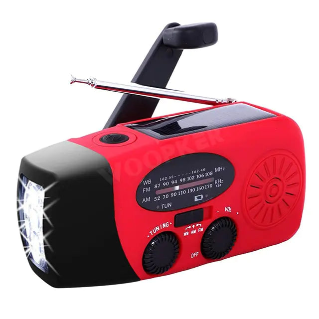 Emergency Radio with Flashlight and Multiple Ways to Power