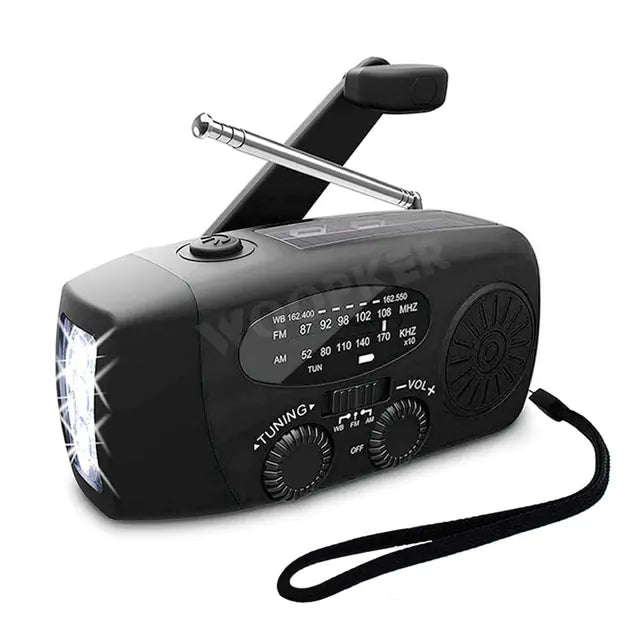 Emergency Radio with Flashlight and Multiple Ways to Power